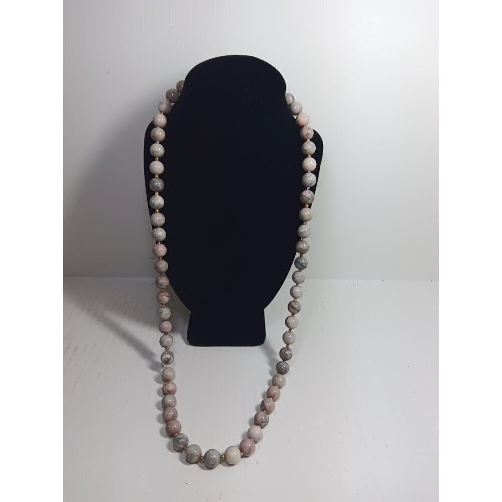 Vintage Multicolor Neutral Swirl Natural Jasper Agate Stone  Necklace